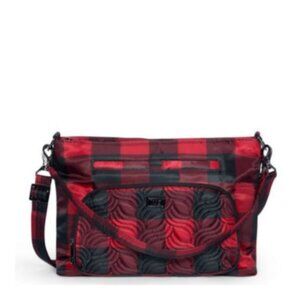 Lug Samba XL RFID Crossbody Bag - Unisex Buffalo Check Red, Secure Zip Pocket